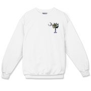 This pocket sized version of Earth and Moon palmetto and crescent moon features a photo of the Earth as the background for the palmetto and a photo of the Moon as a background for the crescent.
