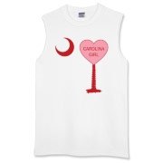 A Candy Heart Palmetto Moon for a Carolina Girl! Perfect for Valentine's Day, it features a pink candy heart on the South Carolina Palmetto Moon with Carolina Girl.