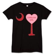 A Candy Heart Palmetto Moon for a Carolina Girl! Perfect for Valentine's Day, it features a pink candy heart on the South Carolina Palmetto Moon with Carolina Girl.