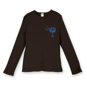 Buy a Blue Palmetto Moon Women's Fitted Baby Rib Long Sleeve Tee featuring a smaller palmetto printed on the left chest area. The palmetto moon is a symbol of South Carolina pride.