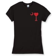 Buy a Heart Palmetto Moon Women's Fitted Fine Jersey Tee. the read heart is perfect for every sweetheart on Valentine's Day. This version features a smaller palmetto moon printed on the left chest area.