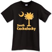 Yellow South Cackalacky Palmetto Moon T-Shirt features the South Carolina palmetto moon logo in yellow.