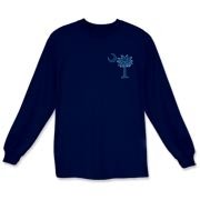 The tradtional blue palmetto and crescent moon design is a symbol of South Carolina pride. Buy the traditional blue palmetto moon printed on the pocket area of a t-shirt, sweatshirt, or other clothing item.