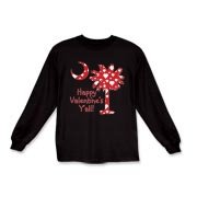 Happy Valentine's Y'all with a White Heart Pattern Palmetto Moon. Get your Happy Valentine's Y'all shirt, apparel, or other gift item today!