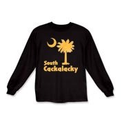 Yellow South Cackalacky Palmetto Moon Kids Long Sleeve T-Shirt features the South Carolina palmetto moon logo in yellow.