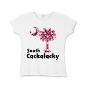 Garnet and Black Polka Dots South Cackalacky Palmetto Moon Girls Baby Rib T-Shirt features a Polka Dot South Carolina palmetto moon logo in garnet.