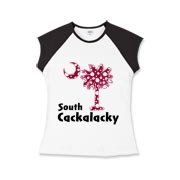 Garnet and Black Polka Dots South Cackalacky Palmetto Moon Girls Cap Sleeve T-Shirt features a Polka Dot South Carolina palmetto moon logo in garnet.