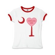 A Candy Heart Palmetto Moon for a Carolina Girl! Perfect for Valentine's Day, it features a pink candy heart on the South Carolina Palmetto Moon with Carolina Girl.