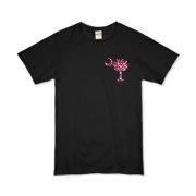 Garnet and Black Polka Dots South Cackalacky Deluxe Organic Kids T-Shirt feature the polka dot South Carolina palmetto moon logo in garnet and black on the back and a smaller, matching palmetto moon on the front.