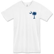 Buy a Blue Palmetto Moon American Apparel T-Shirt featuring a smaller palmetto printed on the left chest area. The palmetto moon is a symbol of South Carolina pride.