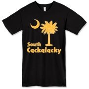 Yellow South Cackalacky Palmetto Moon American Apparel T-Shirt features the South Carolina palmetto moon logo in yellow.