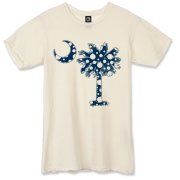 Buy a Blue Polka Dot Palmetto Moon Alternative Apparel Destroyed T-Shirt that features a blue palmetto moon with white polka dots.