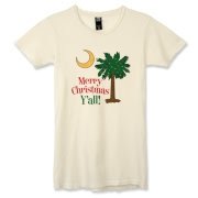 Buy a Merry Christmas Y'all Palmetto Moon Alternative Apparel Women's Destroyed T-Shirt and have a Merry Christmas, y'all, in South Carolina style.