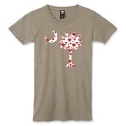 Buy a Red Heart Pattern Palmetto Moon Alternative Apparel Women's Destroyed T-Shirt for your sweetheart this Valentine's Day! Featuring the South Carolina Palmetto Moon with a red heart pattern in the background.