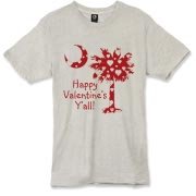 Happy Valentine's Y'all with a White Heart Pattern Palmetto Moon Alternative Apparel Burnout T-Shirt 		.