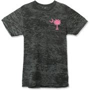 Buy a Pink Palmetto Moon Alternative Apparel Burnout T-Shirt featuring a smaller palmetto printed on the left chest area. The palmetto moon is a symbol of South Carolina pride.