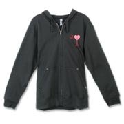 A Candy Heart Palmetto Moon Canvas Freemont Full-Zip Hoodie for a Carolina Girl! Perfect for Valentine's Day, it features a pink candy heart on the South Carolina Palmetto Moon with Carolina Girl.