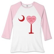 A Candy Heart Palmetto Moon for a Carolina Girl! Perfect for Valentine's Day, it features a pink candy heart on the South Carolina Palmetto Moon with Carolina Girl.