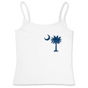 The tradtional blue palmetto and crescent moon design is a symbol of South Carolina pride. Buy the traditional blue palmetto moon printed on the pocket area of a t-shirt, sweatshirt, or other clothing item.