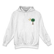 Celebrate a Palmetto Christmas in South Carolina with a Christmas Palmetto Moon T-Shirt, Sweatshirt, or other apparel item. This version features a pocket sized version of the Christmas Tree Palmetto.