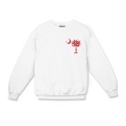Get a White Heart Pattern Palmetto Moon for your sweetheart this Valentine's Day! Featuring the a smaller pocket sized version of the South Carolina Palmetto Moon with a white heart pattern printed in the pocket area of a shirt or apparel item.