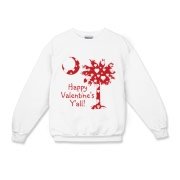 Happy Valentine's Y'all with a White Heart Pattern Palmetto Moon. Get your Happy Valentine's Y'all shirt, apparel, or other gift item today!