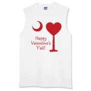Happy Valentine's Y'all with a Heart Palmetto Moon. Get your Happy Valentine's Y'all shirt, apparel, or other gift item today!