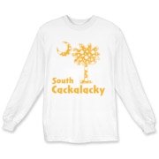 Yellow Polka Dots South Cackalacky Palmetto Moon Long Sleeve T-Shirt features a Polka Dot South Carolina palmetto moon logo in yellow.