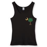 Buy a Christmas Palmetto Moon Women's Fitted Tank Top and have a Merry Christmas, South Carolina style. This version features a pocket sized version of the Christmas Tree Palmetto Moon.