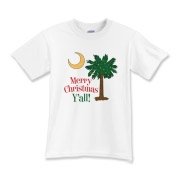 Merry Christmas Y'all Palmetto Moon shirts, apparel and gifts. Celebrate Christmas in South Carolina with this festive design.