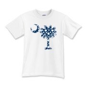 Blue Polka Dot Palmetto Moon Kids T-Shirt features a blue palmetto moon with white polka dots and is a fun variation on the South Carolina flag palmetto logo.