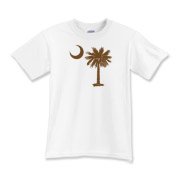A chocolate brown palmetto and crescent moon. The palmetto is a symbol of South Carolina pride. Buy the chocolate brown palmetto moon on a t-shirt, sweatshirt, or other clothing or gift item.