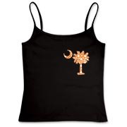 Buy an Orange Polka Dot Palmetto Moon Women's Fitted Camisole Tank that features a orange palmetto moon with white polka dots printed smaller on the left chest area.
