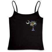 Buy an Earth and Moon Palmetto Women's Fitted Camisole Tank featuring a smaller palmetto printed on the left chest area with a photo of the Earth and Moon in the background. The palmetto moon is a symbol of South Carolina pride.