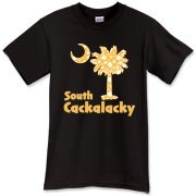 Yellow Polka Dots South Cackalacky Palmetto Moon T-Shirt features a Polka Dot South Carolina palmetto moon logo in yellow.