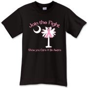 Join the fight against breast cancer in South Carolina! Show you care and be aware with a Join the Fight Pink Ribbon Palmetto Moon T-Shirt. Proceeds from Pink Ribbon Palmetto Moon Join the Fight products donated to help find a cure.