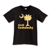 Yellow Polka Dots South Cackalacky Palmetto Moon Kids T-Shirt features a Polka Dot South Carolina palmetto moon logo in yellow.