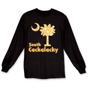 Yellow Polka Dots South Cackalacky Palmetto Moon Long Sleeve T-Shirt features a Polka Dot South Carolina palmetto moon logo in yellow.