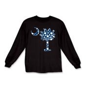 Blue Polka Dot Palmetto Moon Kids Long Sleeve T-Shirt features a blue palmetto moon with white polka dots and is a fun variation on the South Carolina flag palmetto logo.