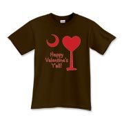 Happy Valentine's Y'all with a Heart Palmetto Moon. Get your Happy Valentine's Y'all shirt, apparel, or other gift item today!
