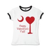 Happy Valentine's Y'all with a Heart Palmetto Moon. Get your Happy Valentine's Y'all shirt, apparel, or other gift item today!