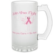 Join the fight against breast cancer in South Carolina! Show you care and be aware with a Join the Fight Pink Ribbon Palmetto Moon Frosted Glass Stein. Proceeds from Pink Ribbon Palmetto Moon Join the Fight products donated to help find a cure.