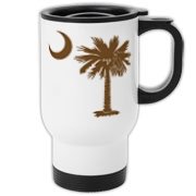 Buy a Chocloate Brown Palmetto Moon Travel Mug. The palmetto moon is a symbol of South Carolina pride.