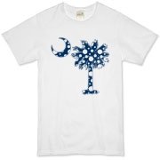Blue Polka Dot Palmetto Moon Organic T-Shirt features a blue palmetto moon with white polka dots and is a fun variation on the South Carolina flag palmetto logo.
