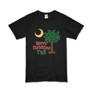 Merry Christmas Y'all Palmetto Moon shirts, apparel and gifts. Celebrate Christmas in South Carolina with this festive design.