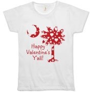 Happy Valentine's Y'all with a White Heart Pattern Palmetto Moon. Get your Happy Valentine's Y'all shirt, apparel, or other gift item today!