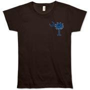 The blue palmetto and crescent moon pocket print design is a symbol of South Carolina pride. Buy blue palmetto t-shirts, sweatshirts or other clothing items with the palmetto moon printed on the pocket area.