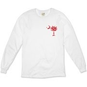Get a White Heart Pattern Palmetto Moon for your sweetheart this Valentine's Day! Featuring the a smaller pocket sized version of the South Carolina Palmetto Moon with a white heart pattern printed in the pocket area of a shirt or apparel item.