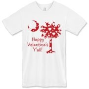 Happy Valentine's Y'all with a White Heart Pattern Palmetto Moon. Get your Happy Valentine's Y'all shirt, apparel, or other gift item today!