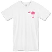 Buy a Pink Palmetto Moon American Apparel T-Shirt featuring a smaller palmetto printed on the left chest area. The palmetto moon is a symbol of South Carolina pride.